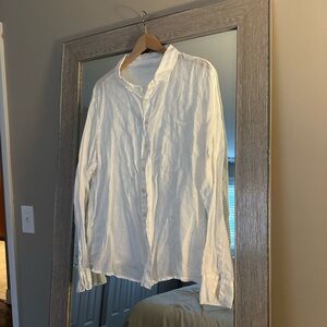 CP Shades 100% Linen White Button Down Tunic Long Sleeve Size XL